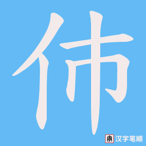 《伂》的笔顺动画写字动画演示