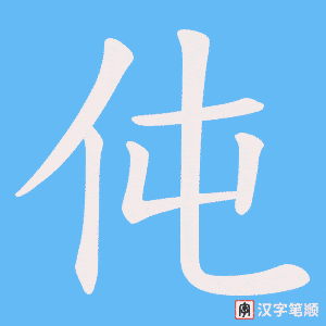 《伅》的笔顺动画写字动画演示