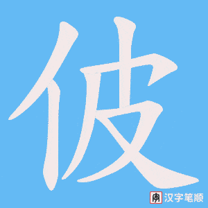 《佊》的笔顺动画写字动画演示