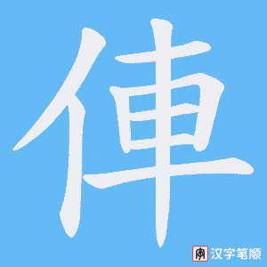 《俥》的笔顺动画写字动画演示