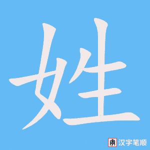《姓》的笔顺动画写字动画演示