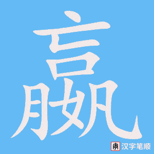 《嬴》的笔顺动画写字动画演示