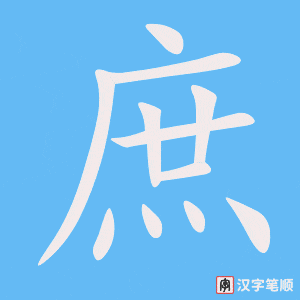 《庶》的笔顺动画写字动画演示