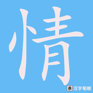 《情》的笔顺动画写字动画演示