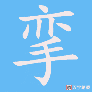 《挛》的笔顺动画写字动画演示