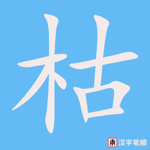 《枯》的笔顺动画写字动画演示
