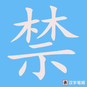 《禁》的笔顺动画写字动画演示