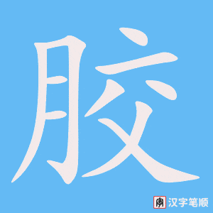 《胶》的笔顺动画写字动画演示