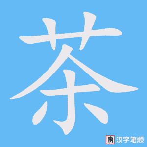 《茶》的笔顺动画写字动画演示