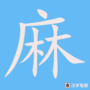 《麻》的笔顺动画写字动画演示