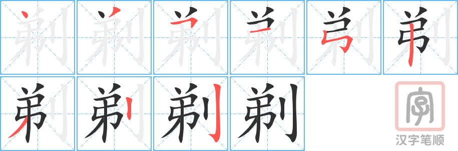 《剃》的笔顺分步演示（一笔一画写字）